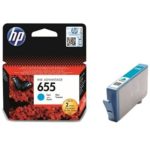 Cartouche d’encre HP 655 Cyan CZ110AE authentique pour imprimantes HP Ink Advantage