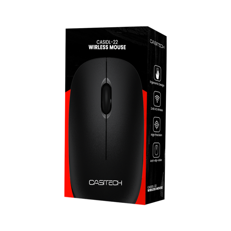 souris Casitech sans fil 2.4 GHz 8650A IC 1200 DPI noire avec nano-récepteur