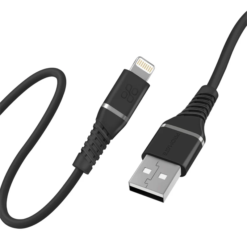 1200PowerLine-Ai120Black-01_800x Câble Promate PowerLine-Ai120 Lightning ultra-résistant charge rapide