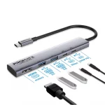 Adaptateur Promate LinkHub-5X, Adaptateur USB-C Promate LinkHub-5X avec HDMI 4K, USB 3.0 et Power Delivery