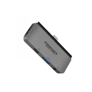 Hub Promate PadHub-Pro USB-C, Hub USB-C Promate PadHub-Pro avec HDMI, USB, SD, audio et charge 100 W