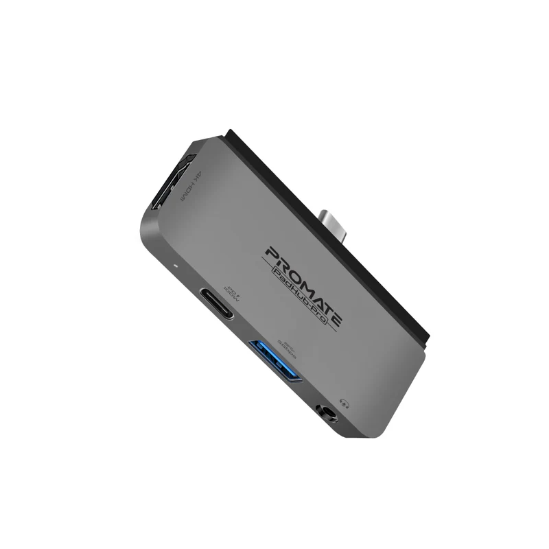 PadHub-Pro-01_927a8899-d9c2-491d-94e6-3cbfb60606bc_800x (1) Hub Promate PadHub-Pro USB-C, Hub USB-C Promate PadHub-Pro avec HDMI, USB, SD, audio et charge 100 W