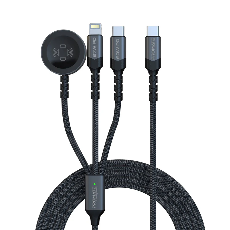 iCharge-Trio-Ecom-01_800x Câble Promate iCharge-Trio multi-connecteur 5-en-1 USB-C Lightning Micro-USB