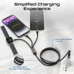 Câble Promate iCharge-Trio 5-en-1 – Multi-Connecteur USB-C, Lightning, Micro-USB – Image 4