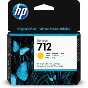 Cartouche d'encre HP 712 Jaune 3ED69A - Emballage original HP avec vue produit