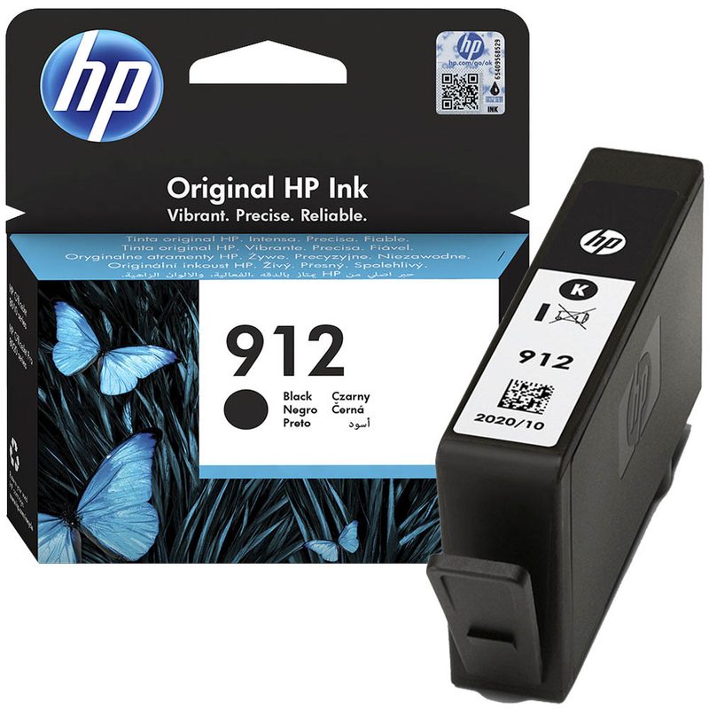 3YL80AE Cartouche HP 912 Noir 3YL80AE - Packaging professionnel HP avec vue produit