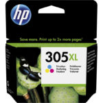 Cartouche HP 305XL Tricolore 3YM63AE Grande Capacité - Packaging HP XL avec vue produit