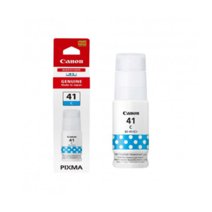 Bouteille d'encre Canon GI-41C Cyan 4543C001AA - Vue produit avec packaging original Canon