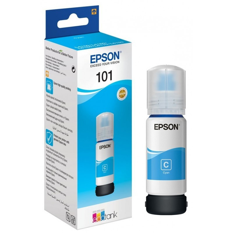 C13T03V24A Bouteille d'encre Epson 101 Cyan originale C13T03V24A grand format pour EcoTank - 140ml