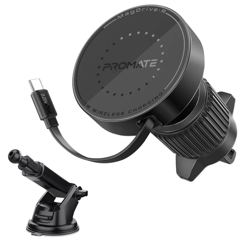 MagDrive-REcom_1_800x Promate MagDrive-R support voiture chargeur sans fil MagSafe 15W noir