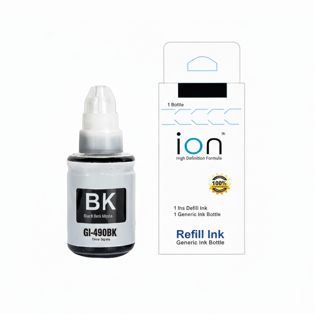 GI490 BK Canon GI-490BK Noir – Bouteille d’Encre Compatible ION pour Canon MegaTank – Image 1