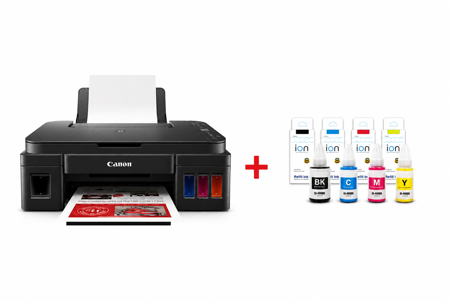 Pack Promo Canon PIXMA G3410 + Pack d'encres GI-490 Compatible – Image 1