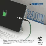 Câble Promate PowerBolt240-1M USB-C vers USB-C 240W – Charge Rapide, 40Gbps, Vidéo 8K – 1 mètre – Image 3
