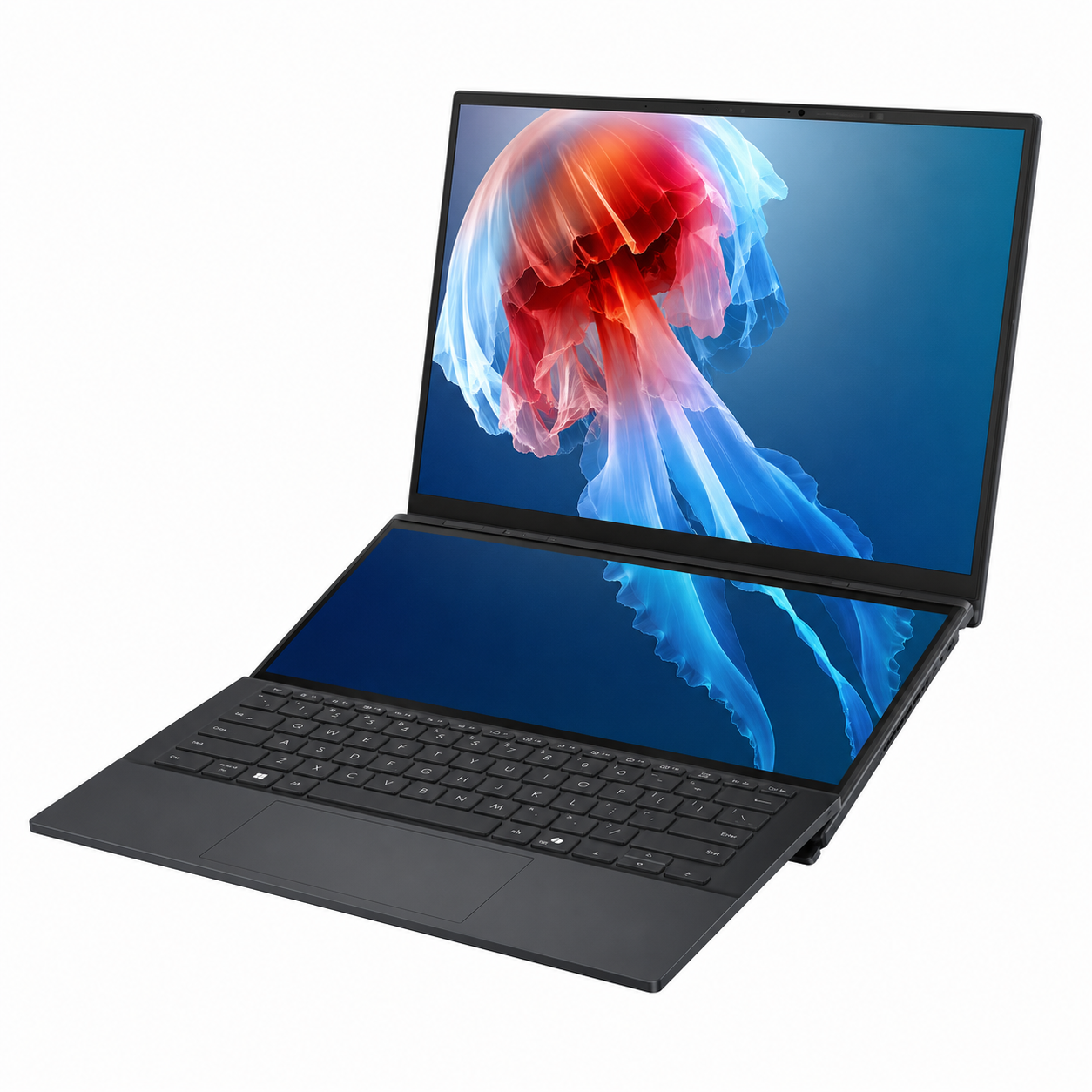 PC Portable ASUS Zenbook DUO UX8406CA OLED Touch (90NB14X1-M00J10) Intel Core Ultra 7 255H, 32Go LPDDR5X, SSD 2To, Windows 11 – Inkwell Gray – Image 1