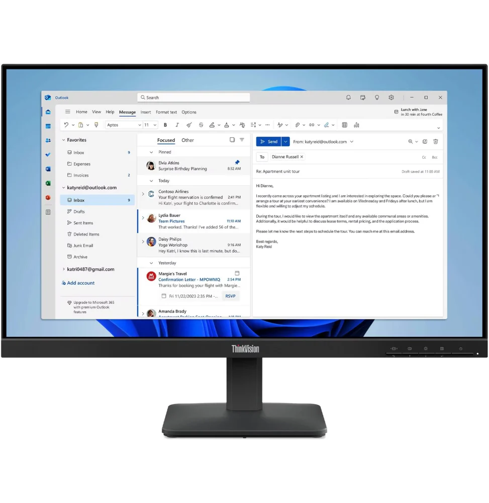 Écran Lenovo ThinkVision S24-4e 23,8" Full HD IPS 100 Hz (64B5KAT1EU) – Image 1
