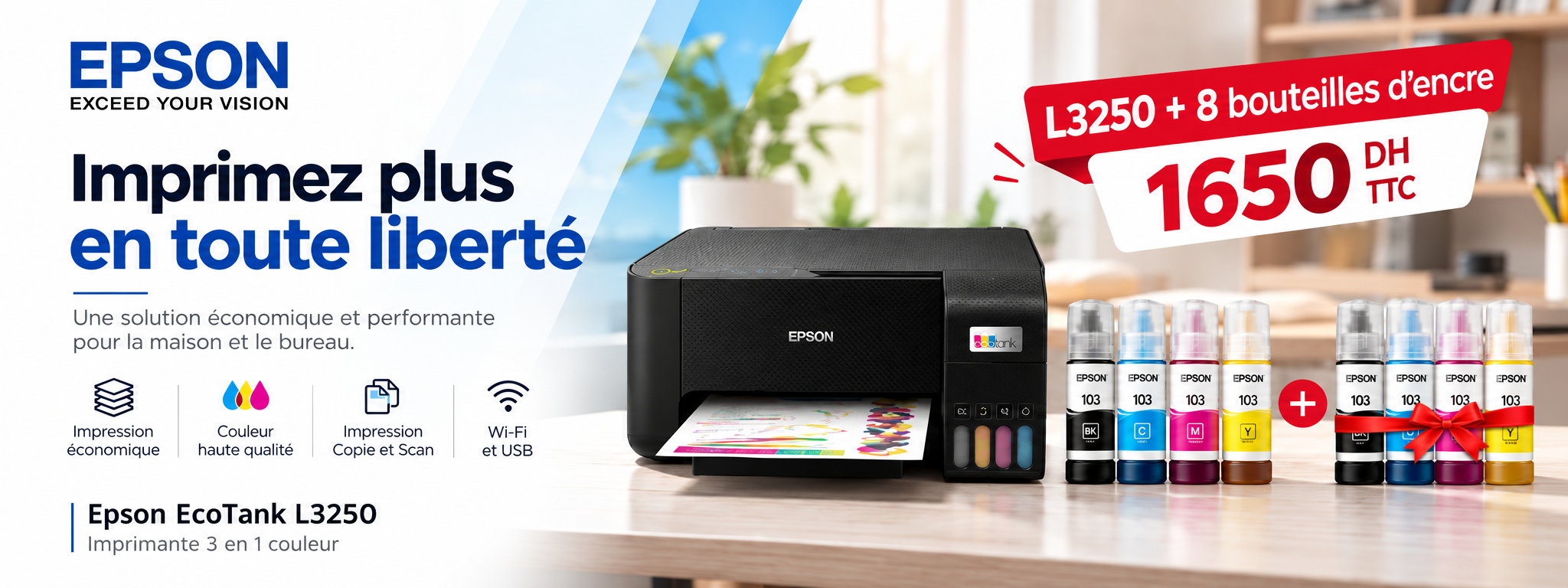 Bannière promotionnelle Epson EcoTank L3250
